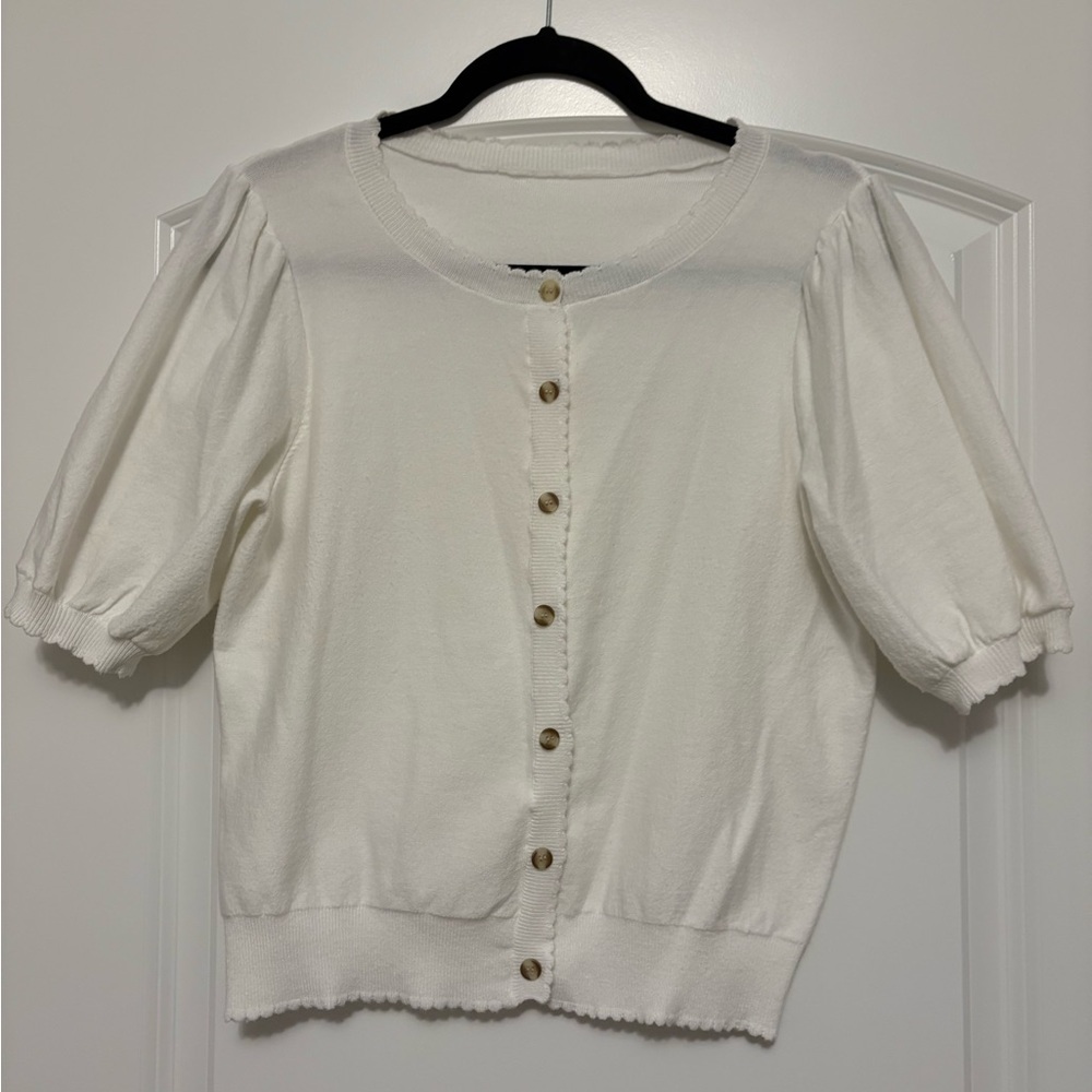 Chic White Button-Down Women's Sweater